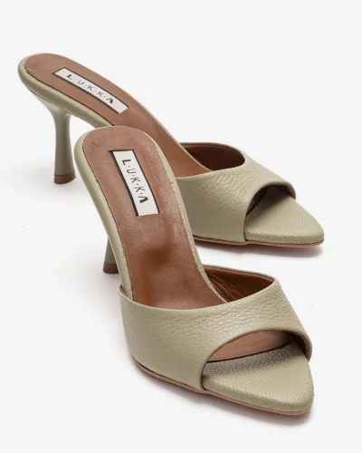 Hakiki Deri Aria Kadın Avakado Tek Yüz Topuklu Terlik