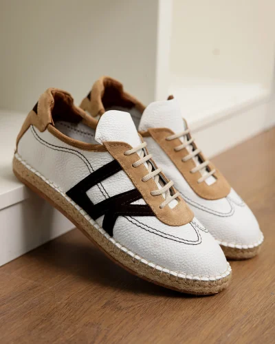 Hakiki Deri Chester Beyaz Bağcıklı Spor Espadril