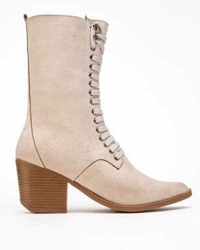 Maria Kadın Bej Süet Bağcıklı Postal Western Dallas Bot