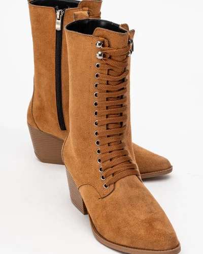 Maria Kadın Taba Süet Bağcıklı Postal Western Dallas Bot