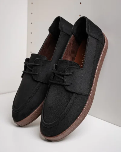 Rosa Erkek Siyah Süet Bağcıklı Loafer Günlük Casual Ayakkabı