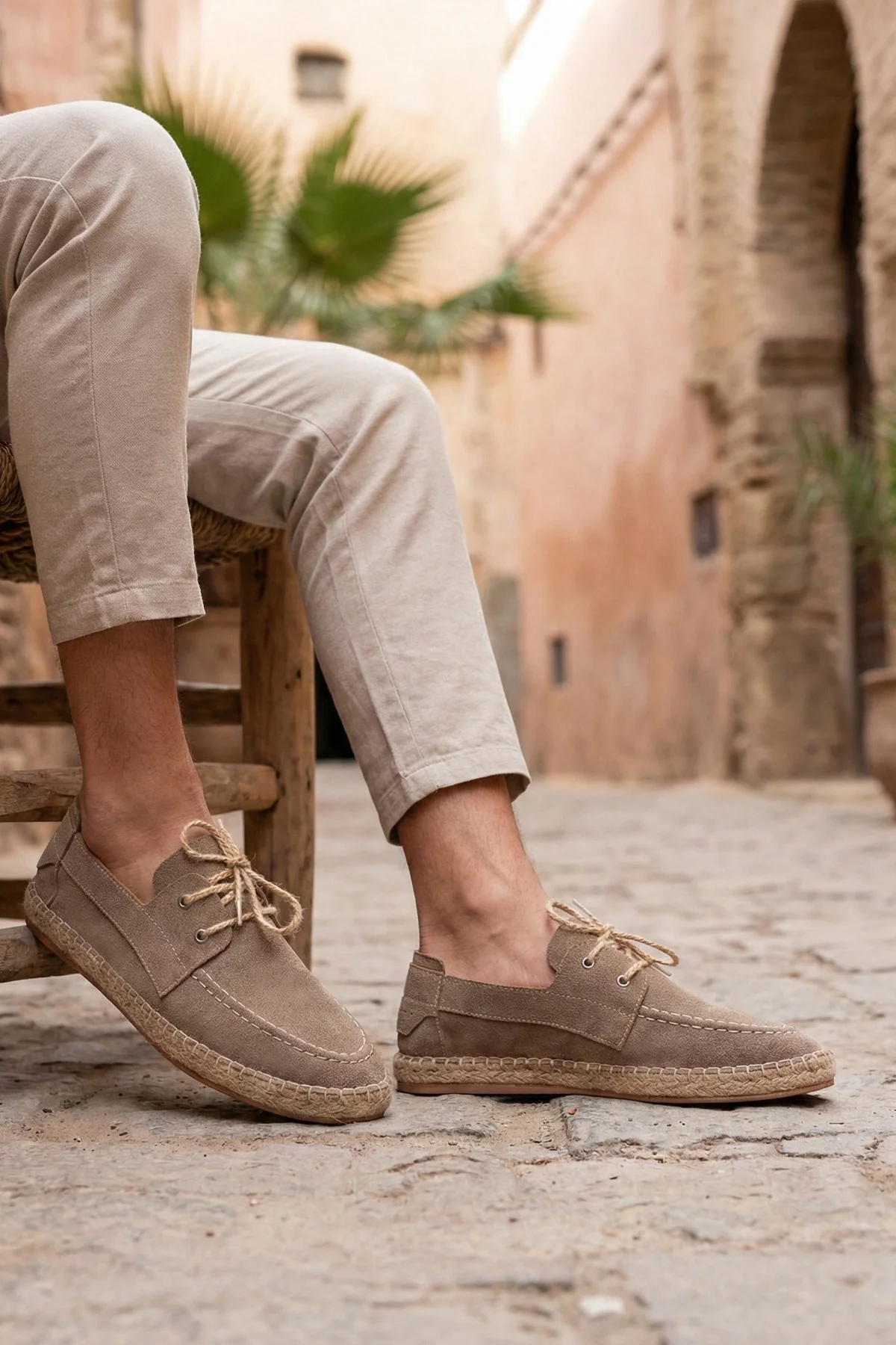 Sahra Erkek Suni Deri Bağcıklı Espadril