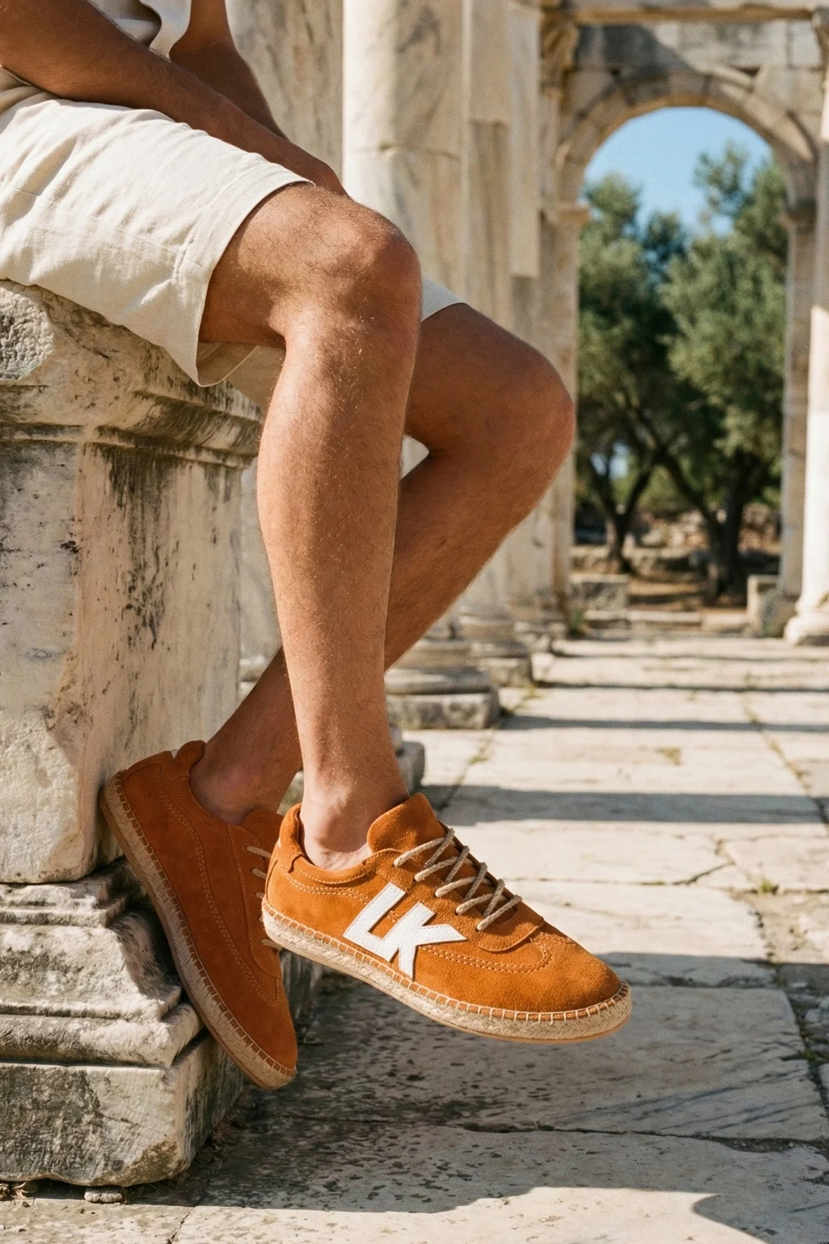 Hakiki Deri Chery Tarçın Süet Bağcıklı Espadril