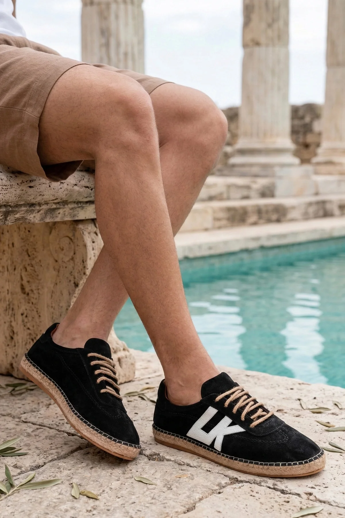 Hakiki Deri Chery Siyah Süet Bağcıklı Espadril