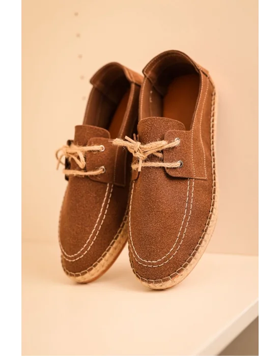 Sahra Erkek Suni Deri Bağcıklı Espadril