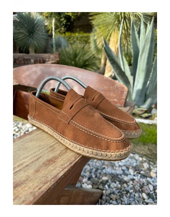 Lotus Erkek Suni Deri Taba Loafer Espadril