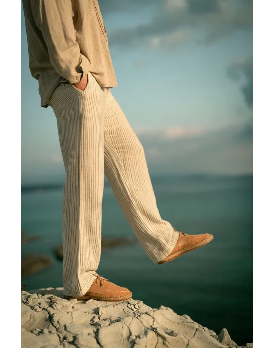 Fleur Hakiki Deri Bej Bağcıklı Espadril