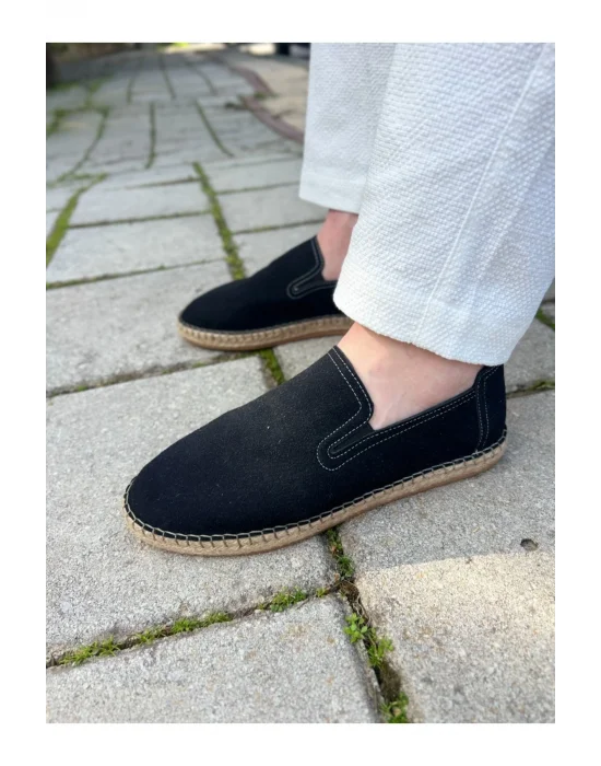 Daisy Erkek Suni Deri Siyah Lastikli Espadril