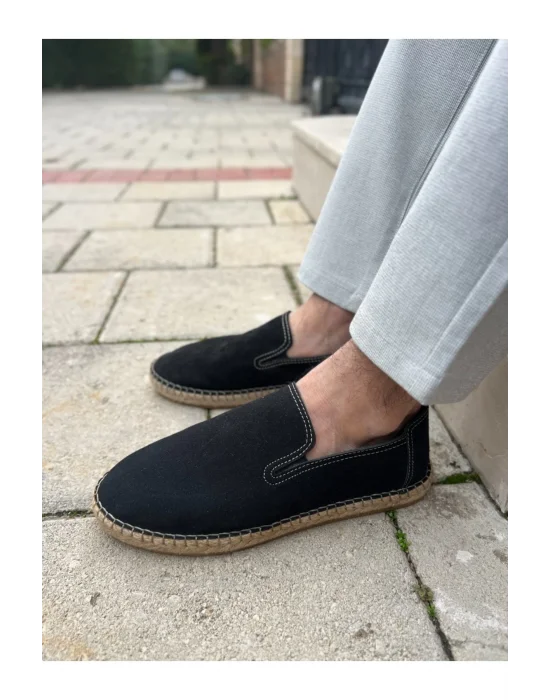 Daisy Erkek Suni Deri Siyah Lastikli Espadril