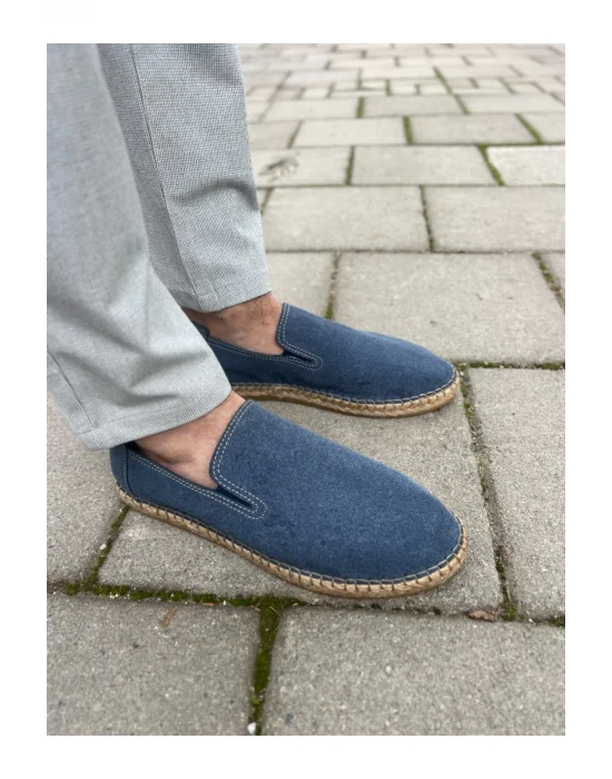 Daisy Erkek Suni Deri Mavi Lastikli Espadril