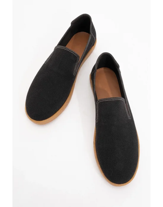 Mira Erkek Siyah Deri tozu Lastikli ayakkabı