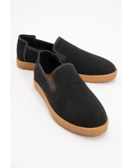 Mira Erkek Siyah Deri tozu Lastikli ayakkabı