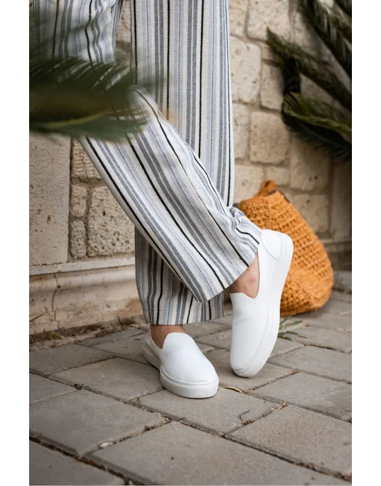 Erkek Beyaz triko günlük ayakkabı