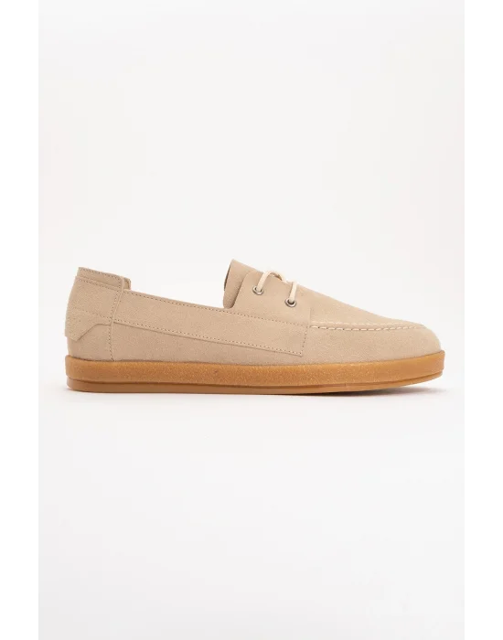 Mary Erkek Bej Deri tozu Bağcıklı ayakkabı