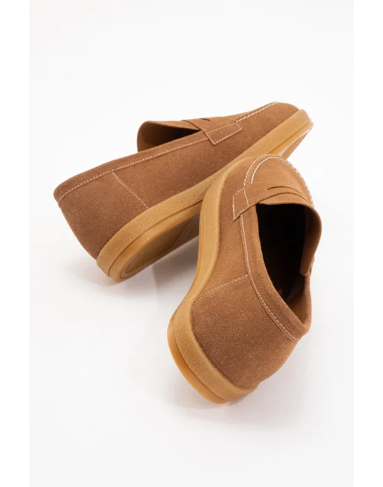 Freya Erkek Taba Deri tozu Loafer ayakkabı