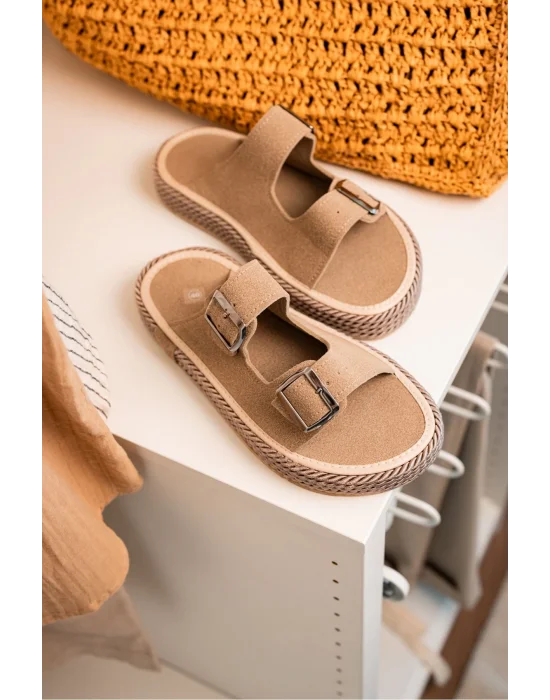 Francesco Vizon Çift Tokalı El Yapımı Natural Hasır Erkek Terlik