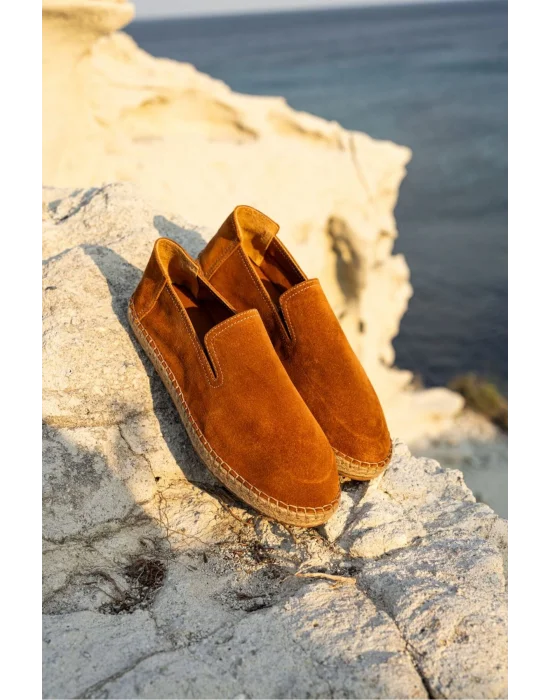 Robert Taba Hakiki Deri El Yapımı Erkek Espadril