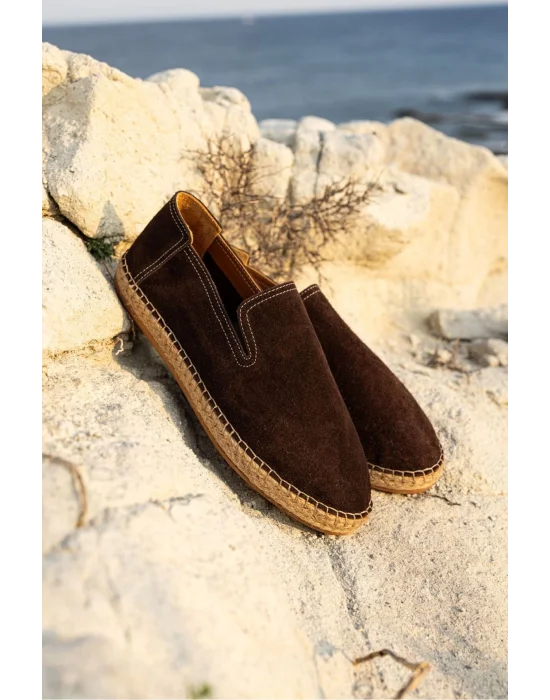 Robert Acı Kahve Hakiki Deri El Yapımı Erkek Espadril