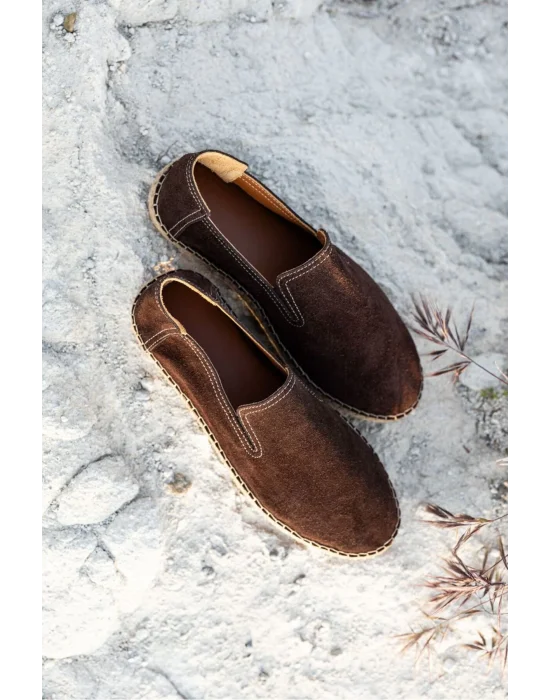 Robert Acı Kahve Hakiki Deri El Yapımı Erkek Espadril