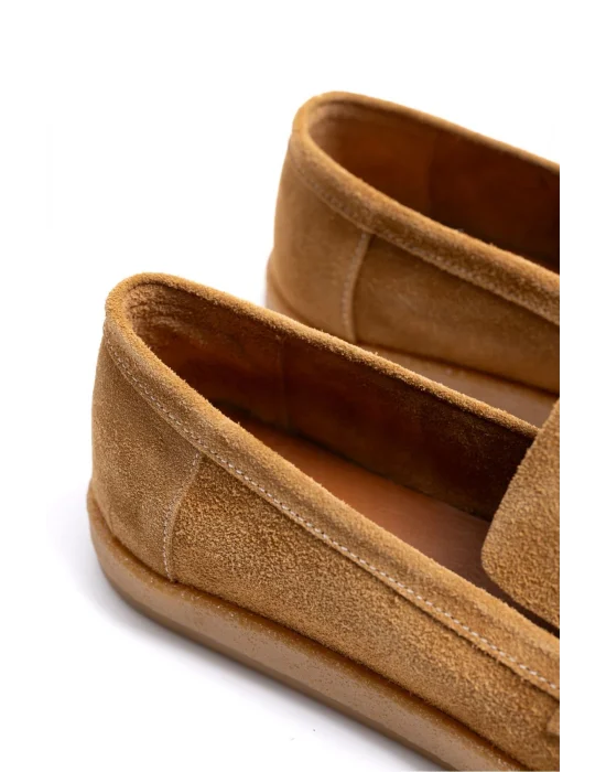 Erkek Hakiki Deri Camel Loafer Kauçuk taban Günlük Ayakkabı