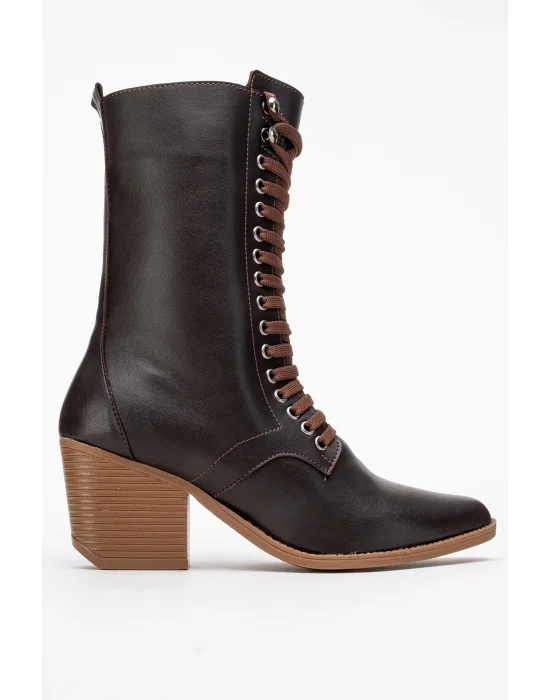 Maria Kadın Acı Kahve Cilt Bağcıklı Postal Western Dallas Bot