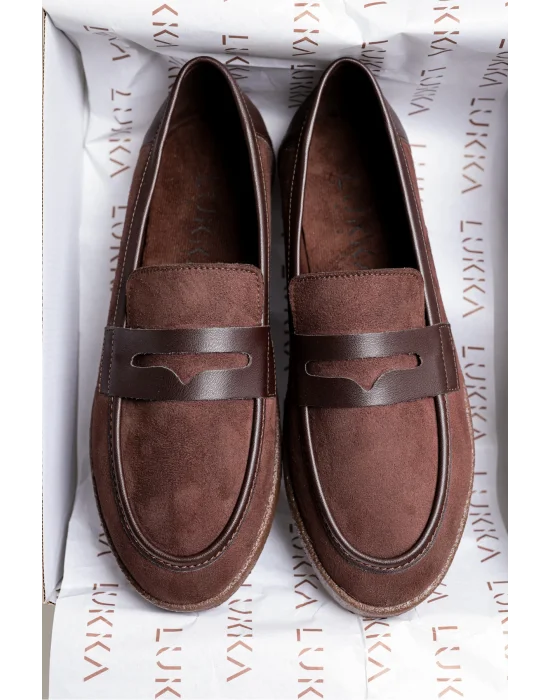Livya Erkek Acı Kahve Süet Garnili Loafer Ayakkabı