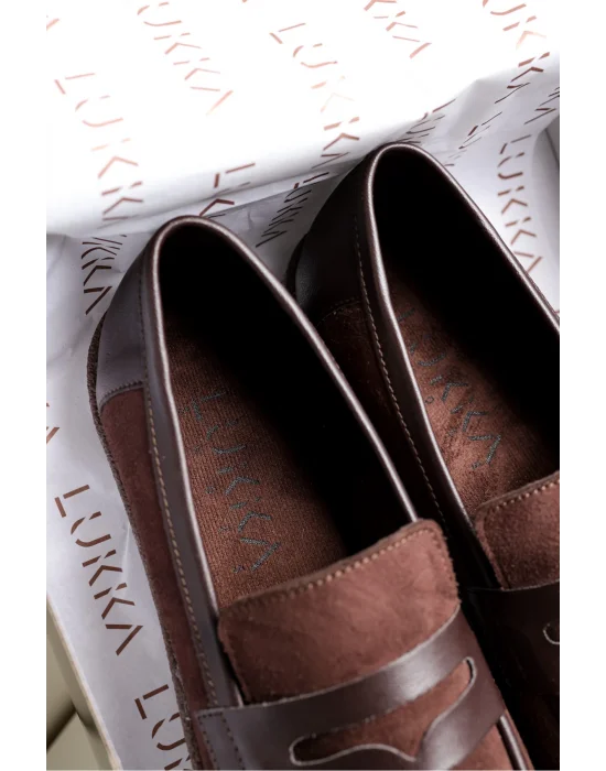 Livya Erkek Acı Kahve Süet Garnili Loafer Ayakkabı