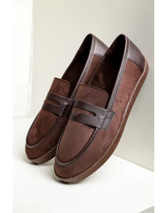 Livya Erkek Acı Kahve Süet Garnili Loafer Ayakkabı