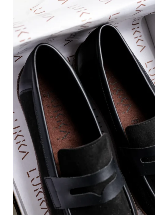 Livya Erkek Siyah Süet Garnili Loafer Ayakkabı