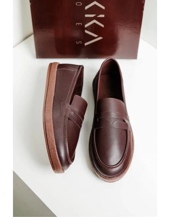 Livya Erkek Acı Kahve Suni Deri Loafer Ayakkabı