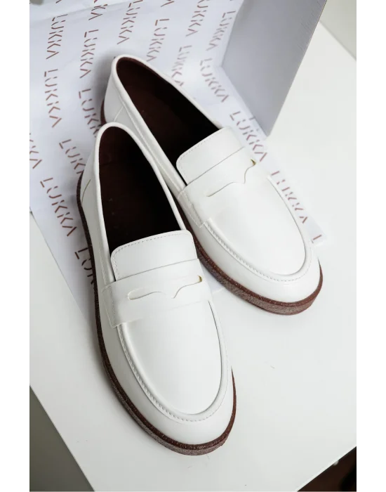 Livya Erkek Beyaz Suni Deri Loafer Ayakkabı
