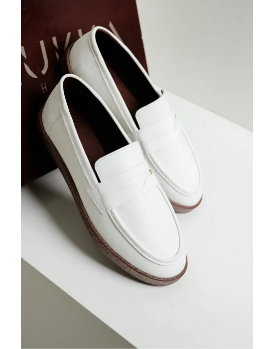Livya Erkek Beyaz Suni Deri Loafer Ayakkabı