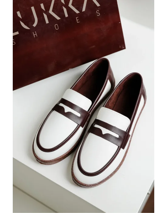 Livya Erkek Beyaz Garnili Suni Deri Loafer Ayakkabı