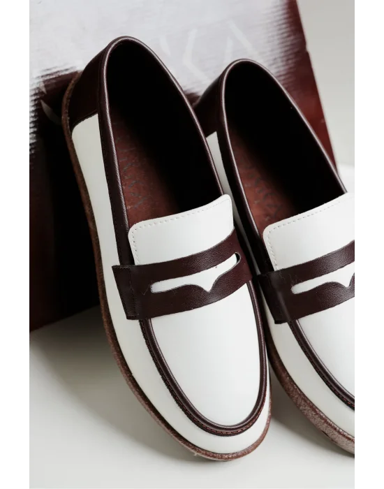 Livya Erkek Beyaz Garnili Suni Deri Loafer Ayakkabı