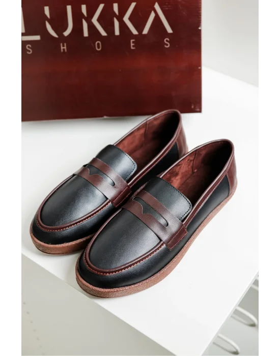 Livya Erkek Siyah Garnili Suni Deri Loafer Ayakkabı