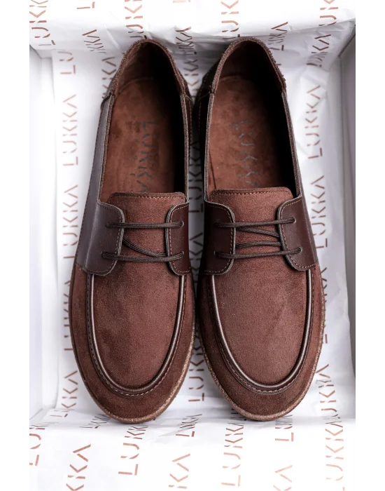 Rosa Erkek Acı Kahve Süet Garnili Bağcıklı Loafer Günlük Casual Ayakkabı