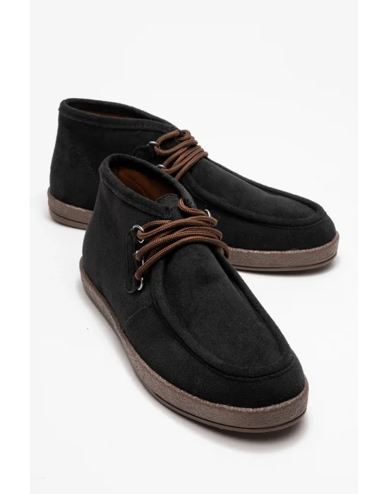 Amy Erkek Siyah Süet Bağcıklı Golf Ayakkabı Bot