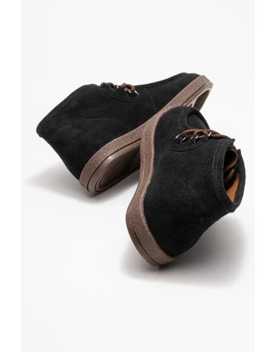 Amy Erkek Siyah Süet Bağcıklı Golf Ayakkabı Bot