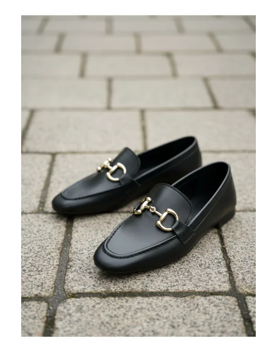 Mical Kadın Siyah Suni Deri Babet