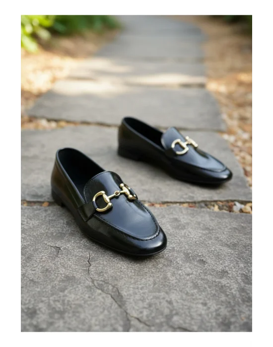 Mical Kadın Siyah Kırışık Rugan Babet