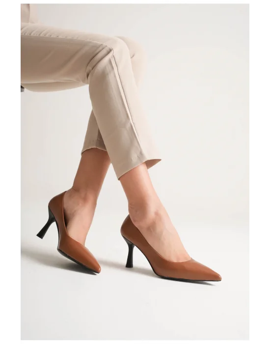Kadın Adal Taba Hakiki Deri İç Dış 11cm Topuklu Stiletto