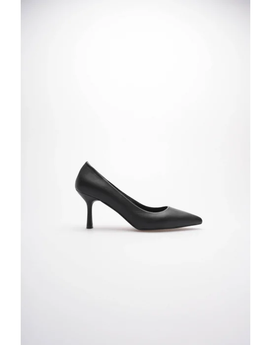 Kadın Adal Siyah Hakiki Deri İç Dış 11cm Topuklu Stiletto