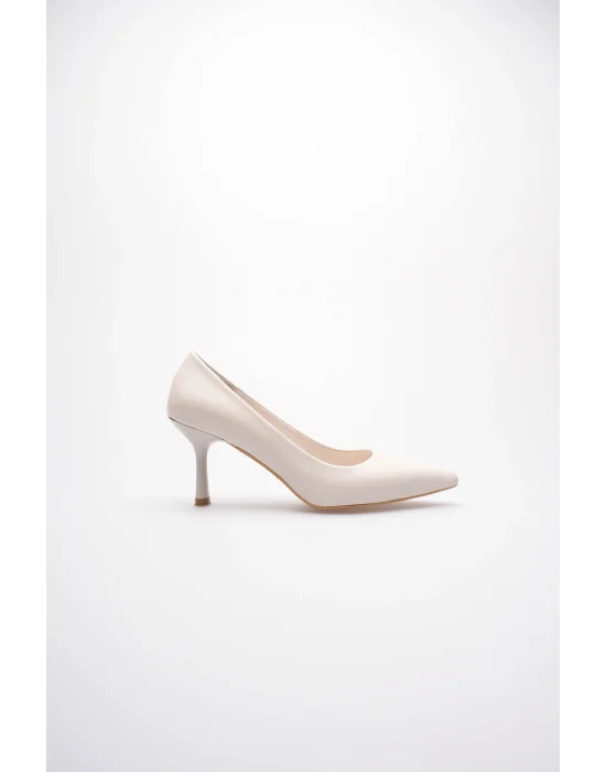 Kadın Adal Bej Hakiki Deri İç Dış 11cm Topuklu Stiletto