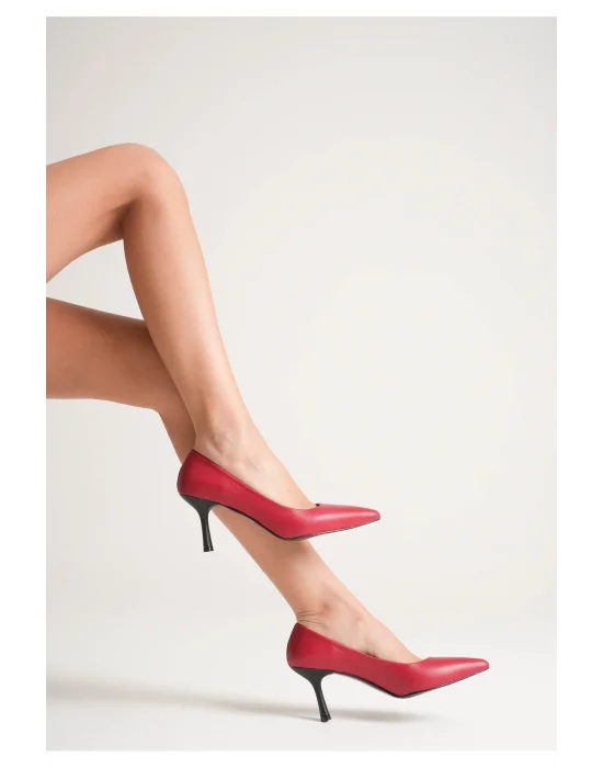 Kadın Adal Kırmızı Hakiki Deri İç Dış 11cm Topuklu Stiletto