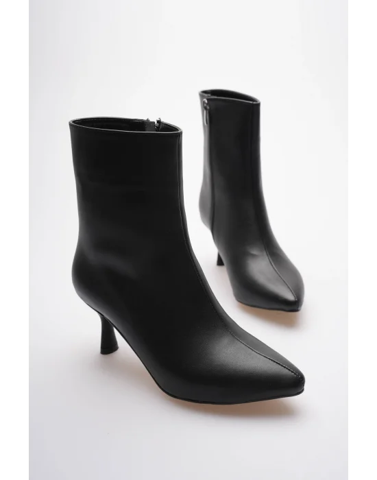 Tatum Kadın Siyah Suni Deri 5cm Tak Çıkar Çizme