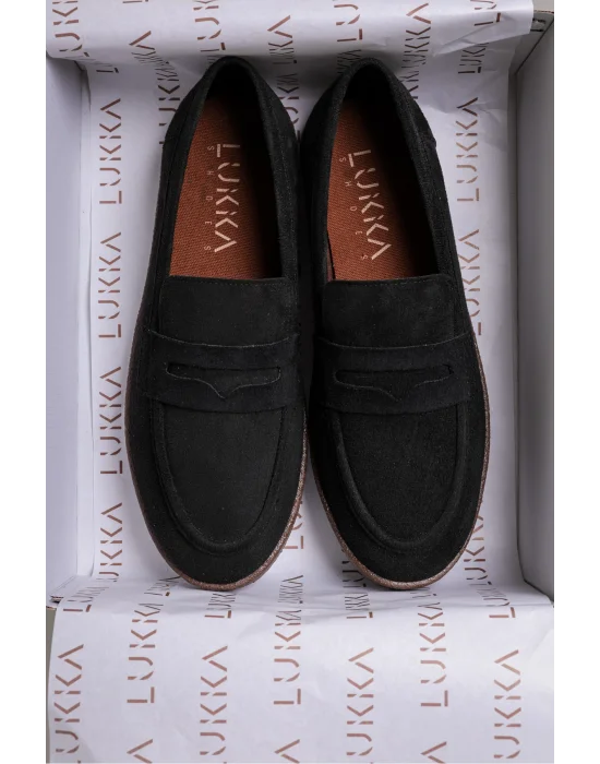 Livya Erkek Siyah Süet Loafer Ayakkabı