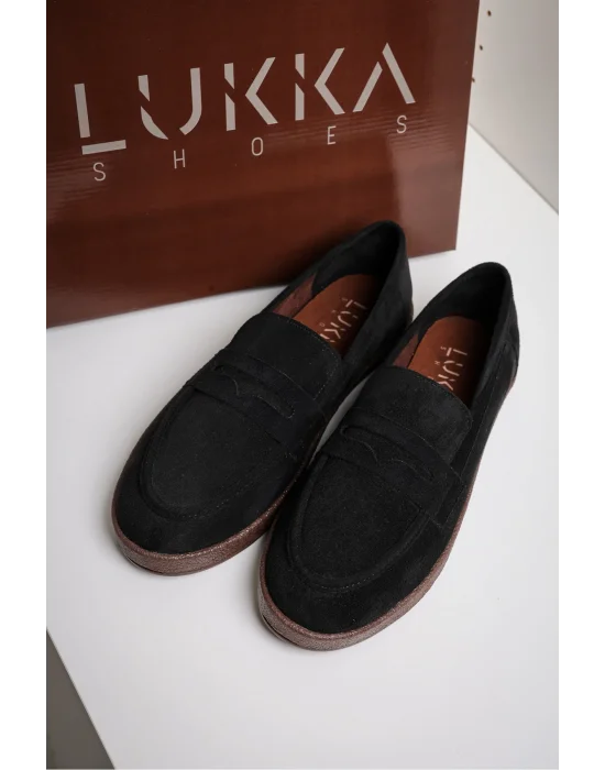 Livya Erkek Siyah Süet Loafer Ayakkabı