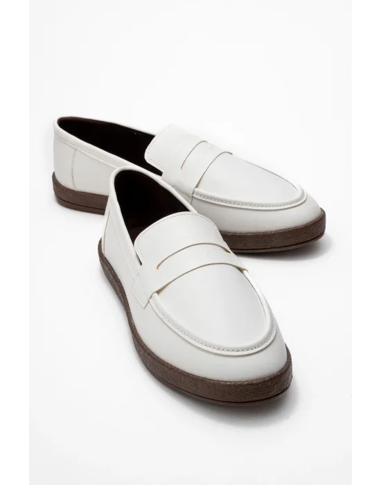 Livya Erkek Beyaz Suni Deri Loafer Ayakkabı