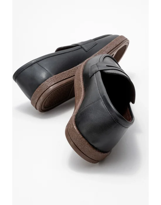 Livya Erkek Siyah Suni Deri Loafer Ayakkabı