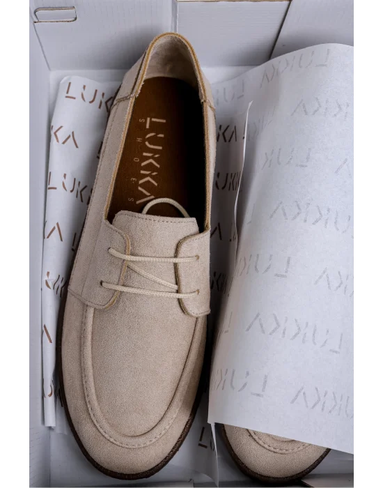 Rosa Erkek Bej Süet Bağcıklı Loafer Günlük Casual Ayakkabı